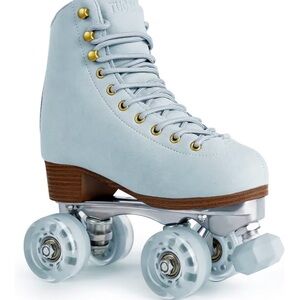 Light Blue Classic Roller Skate with Gold Eyelets